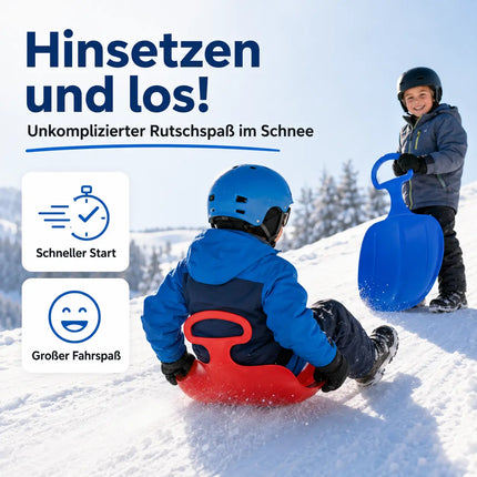 2er Set Schlitten Bob blau & rot - für Kinder zum Porutschen & Schlittenfahren