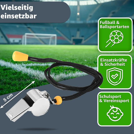 2er Set Trillerpfeife aus Edelstahl mit Band - Pfeife für Schiedsrichter & Beamte - Metallpfeife - TK Gruppe® Offizieller Onlineshop
