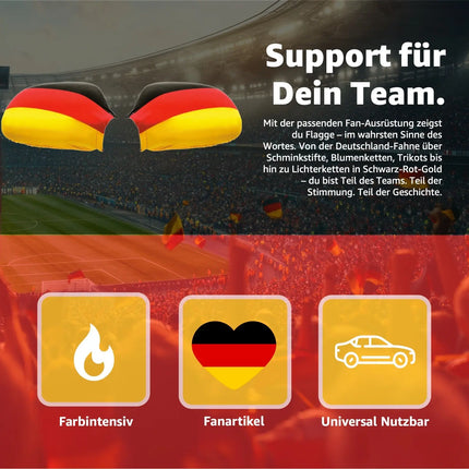 2er Spiegelüberzieher EM 2024 Fahne für Außenspiegel - Überzieher/Fahne für Auto Deutschland Fanartikel für Fußball - Autospiegelfahnen (2x Autospiegel Deutschland)