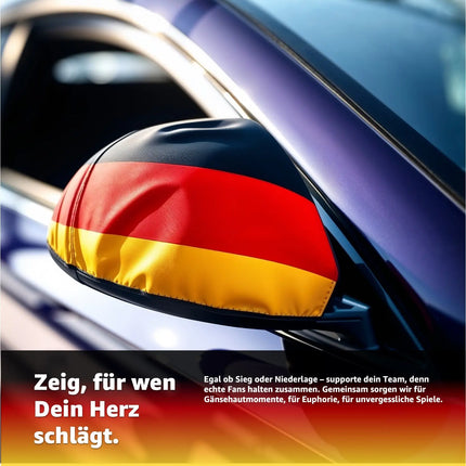 2er Spiegelüberzieher EM 2024 Fahne für Außenspiegel - Überzieher/Fahne für Auto Deutschland Fanartikel für Fußball - Autospiegelfahnen (2x Autospiegel Deutschland)