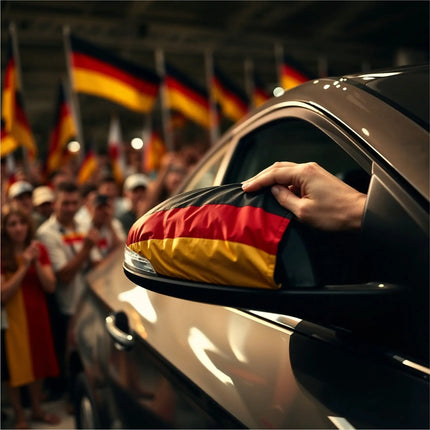2er Spiegelüberzieher EM 2024 Fahne für Außenspiegel - Überzieher/Fahne für Auto Deutschland Fanartikel für Fußball - Autospiegelfahnen (2x Autospiegel Deutschland)