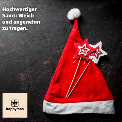 2er Weihnachtsmütze rot - unisex Größe - Nikolausmütze rot- für Weihnachten & Weihnachtsfeier & Weihnachtsmarkt - Erwachsene & Kinder