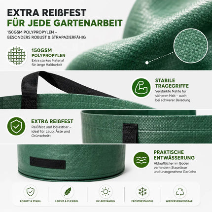 2x 500 Liter Gartenabfallsack groß & reißfest – 150 GSM Laubsack aus Polypropylen – Gartensack für Laub, Rasenschnitt & Grünschnitt (2x 500 Liter)
