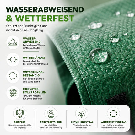 2x 500 Liter Gartenabfallsack groß & reißfest – 150 GSM Laubsack aus Polypropylen – Gartensack für Laub, Rasenschnitt & Grünschnitt (2x 500 Liter)