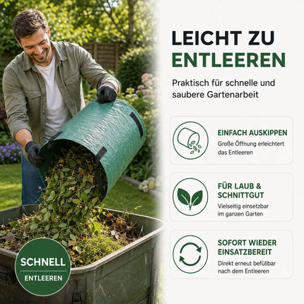 2x 500 Liter Gartenabfallsack groß & reißfest – 150 GSM Laubsack aus Polypropylen – Gartensack für Laub, Rasenschnitt & Grünschnitt (2x 500 Liter)