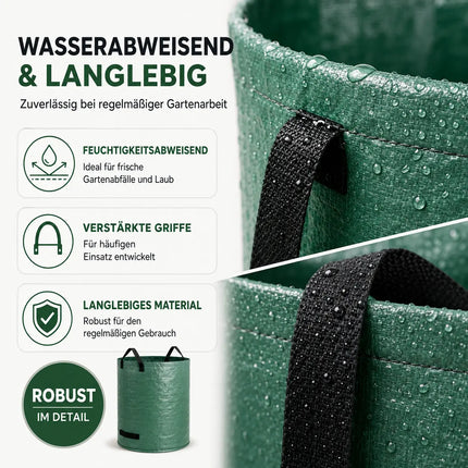 2x 500 Liter Gartenabfallsack groß & reißfest – 150 GSM Laubsack aus Polypropylen – Gartensack für Laub, Rasenschnitt & Grünschnitt (2x 500 Liter)
