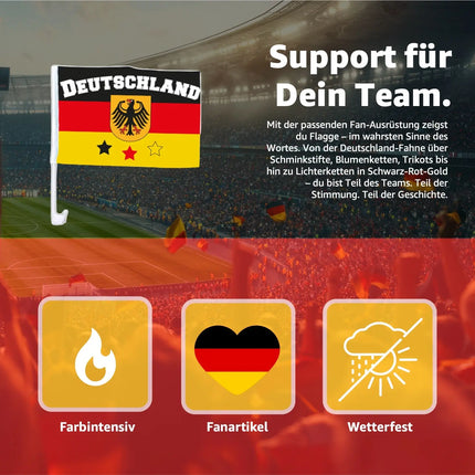 2x Autofahnen Adler Autoflagge Deutschland Auto Autofahne Fahne Flagge Deutschland Fanartikel für Fußball EM 2024 (2x Autofahne Mit ADLER)