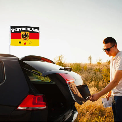 2x Autofahnen Adler Autoflagge Deutschland Auto Autofahne Fahne Flagge Deutschland Fanartikel für Fußball EM 2024 (2x Autofahne Mit ADLER)