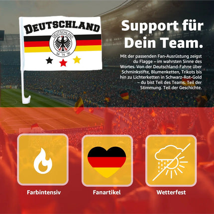 2x Autofahnen Adler Autoflagge Deutschland Auto Autofahne Fahne Flagge Deutschland Fanartikel für Fußball EM 2024 (2x Mit ADLER Weiß)