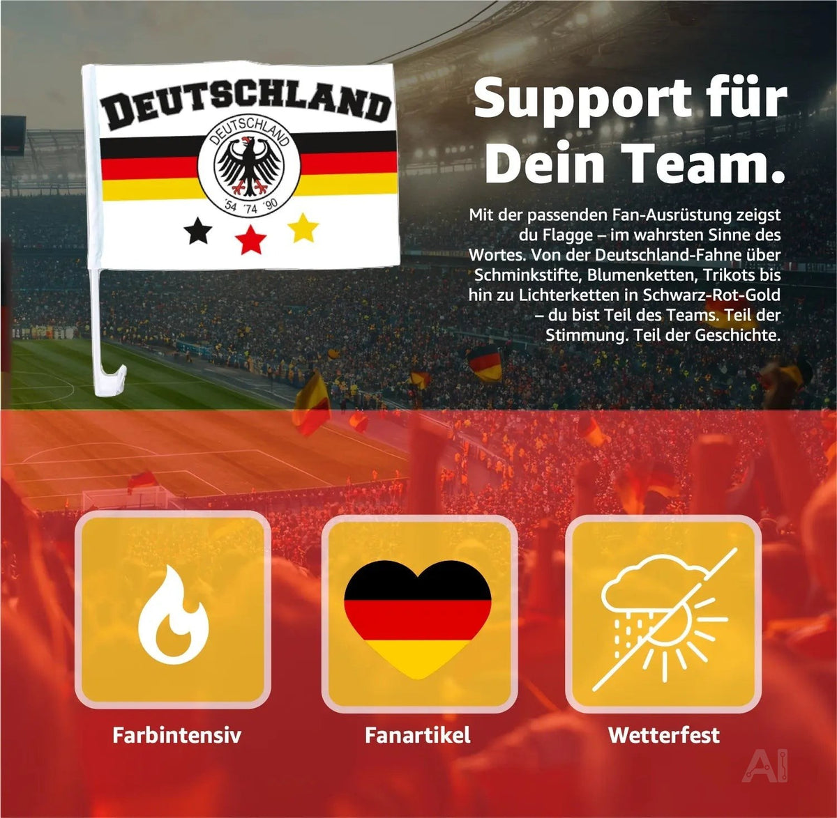 2x Autofahnen Adler Autoflagge Deutschland Auto Autofahne Fahne Flagge Deutschland Fanartikel – Detailansicht 2
