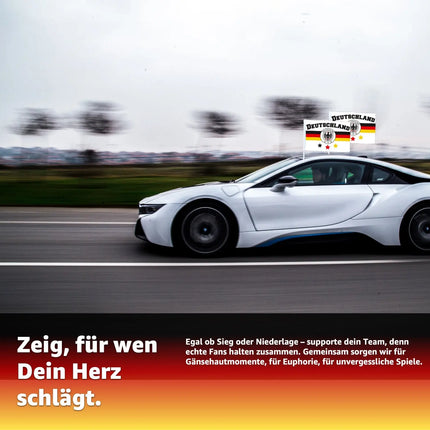 2x Autofahnen Adler Autoflagge Deutschland Auto Autofahne Fahne Flagge Deutschland Fanartikel für Fußball EM 2024 (2x Mit ADLER Weiß)