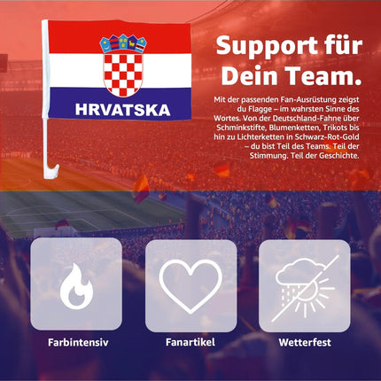 2x Autofahnen Adler Autoflagge Kroatien Auto Autofahne Fahne Flagge Fanartikel für Fußball EM 2024