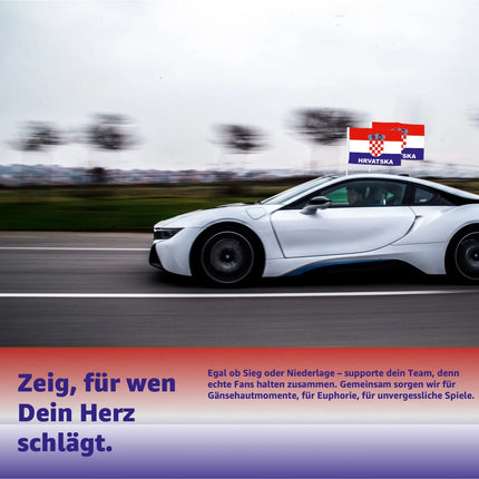 2x Autofahnen Adler Autoflagge Kroatien Auto Autofahne Fahne Flagge Fanartikel für Fußball EM 2024
