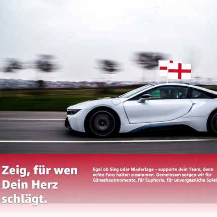 2x Autofahnen Autoflagge England Auto Autofahne Fahne Flagge Deutschland Fanartikel für Fußball EM 2024