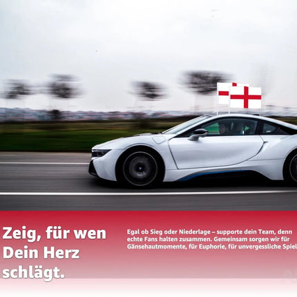 2x Autofahnen Autoflagge England Auto Autofahne Fahne Flagge Deutschland Fanartikel für Fußball EM 2024