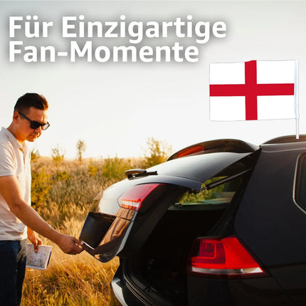 2x Autofahnen Autoflagge England Auto Autofahne Fahne Flagge Deutschland Fanartikel für Fußball EM 2024