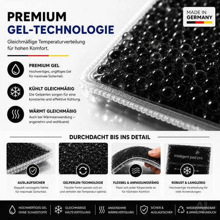 2x Kalt Warm Kompressen - MADE IN GERMANY - Kühlpads Set 29x12 cm - Schwarz – Detailansicht 3