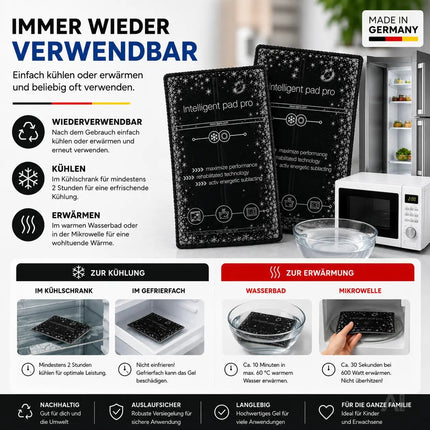 2x Kalt Warm Kompressen - MADE IN GERMANY - Kühlpads Set 29x12 cm - Schwarz – Detailansicht 5