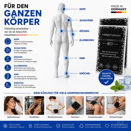 2x Kalt Warm Kompressen - MADE IN GERMANY - Kühlpads Set 29x12 cm - Schwarz – Detailansicht 6