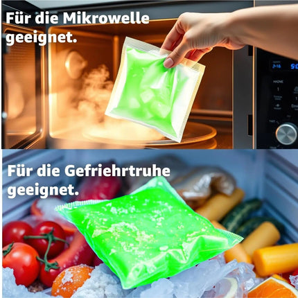 2x Kalt Warm Kompressen - MADE IN GERMANY - Kühlpads Set 29x12 cm - Grün – Detailansicht 3