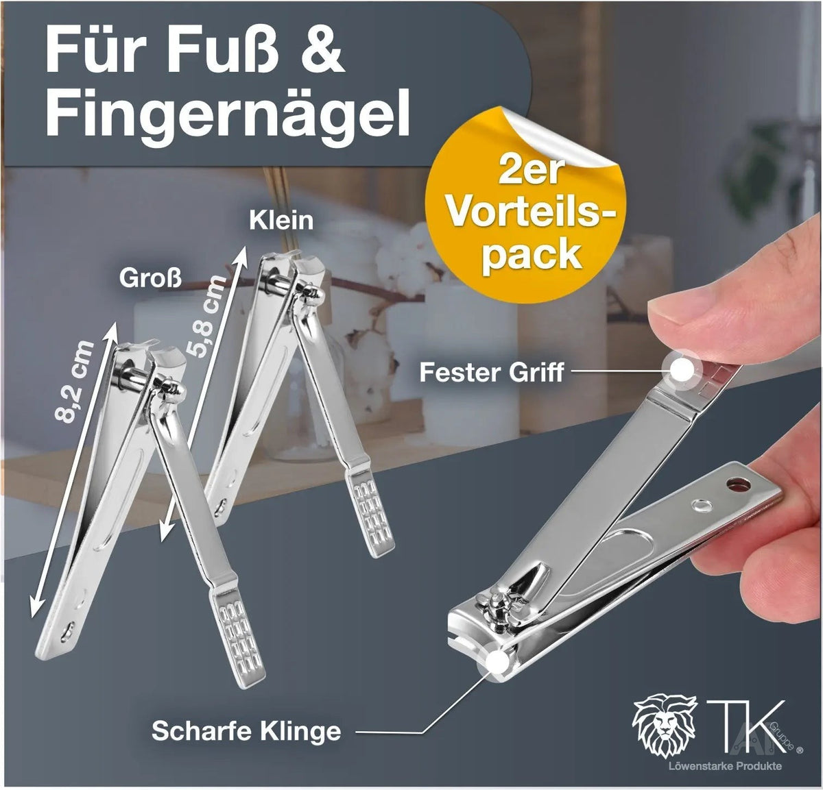 2x Nagelknipser - Nagelzwicker & Knipser - klein & groß Nagelclipper für Fußnägel & Fingernägel – Detailansicht 2