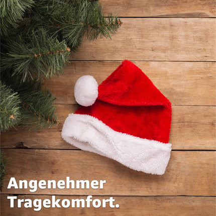 2x Nikolausmütze - Weihnachtsmütze rot für - Einheitsgröße - Erwachsene & Kinder - für Weihnachten & Weihnachtsfeier & Weihnachtsmarkt