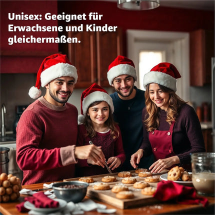 2x Nikolausmütze - Weihnachtsmütze rot für - Einheitsgröße - Erwachsene & Kinder - für Weihnachten & Weihnachtsfeier & Weihnachtsmarkt