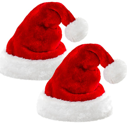 2x Nikolausmütze - Weihnachtsmütze rot für - Einheitsgröße - Erwachsene & Kinder - für Weihnachten & Weihnachtsfeier & Weihnachtsmarkt