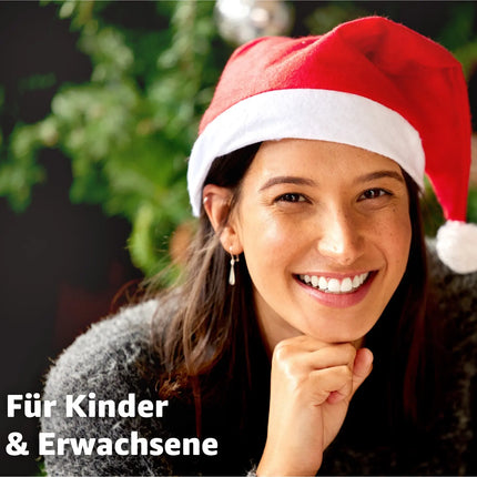 2x Nikolausmütze - Weihnachtsmütze rot für - Einheitsgröße - Erwachsene & Kinder - für Weihnachten & Weihnachtsfeier & Weihnachtsmarkt
