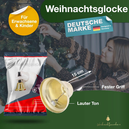 Weihnachtsglocke Nikolausglocke, Gold Glocke - Accessoire zu Nikolauskostüm, Weihnachtsmannkostüm - TK Gruppe® Offizieller Onlineshop