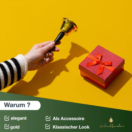 Weihnachtsglocke Nikolausglocke, Gold Glocke - Accessoire zu Nikolauskostüm, Weihnachtsmannkostüm - TK Gruppe® Offizieller Onlineshop