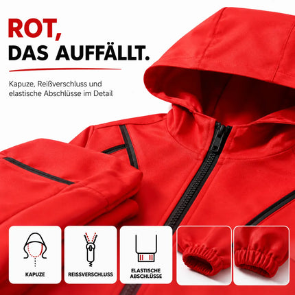 3 Teilig Haus des Geldes Kostüm Set - mit Dali Maske, aufblasbares Gewehr, Einheitsgröße Overall rot - für Erwachsene Unisex für Fasching & Halloween