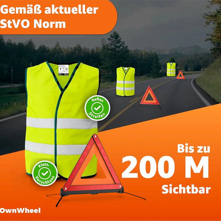 3 in 1 KFZ Pannenset 2026 & Autozubehör - Auto Erste Hilfe Set mit Verbandskasten & Warnweste für StVO