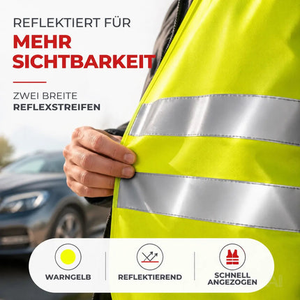 3 in 1 KFZ Pannenset 2026 & Autozubehör - Auto Erste Hilfe Set mit Verbandskasten & Warnweste für StVO