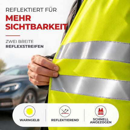 3 in 1 KFZ Pannenset 2026 & Autozubehör - Auto Erste Hilfe Set mit Verbandskasten & Warnweste für StVO