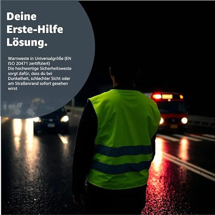 3 in 1 KFZ Set - KFZ-Verbandskasten, Warnweste, Warndreieck - Pannenset & Unfallzubehör für PKW
