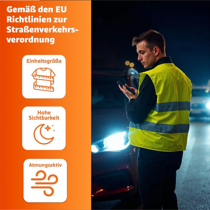 3 in 1- Set KFZ Pannenset 2025 & Autozubehör - Auto Erste Hilfe Set mit Verbandskasten & Warnweste für StVO