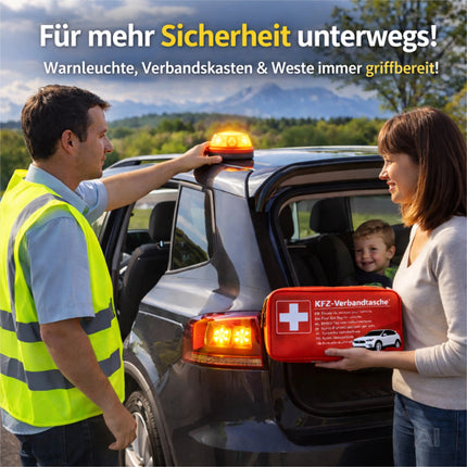 3 in 1 Set - Warndreieck - Pannendreieck - Warnleuchte V16 Notlicht IDIADA Zulassung Nr – Detailansicht 3