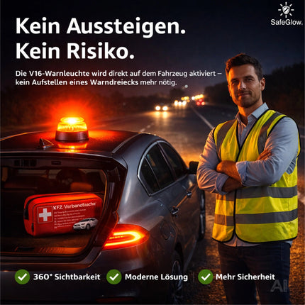 3 in 1 Set - Warnleuchte V16 Notlicht IDIADA Zulassung Nr. PC21020060 - für Auto & Motorrad – Detailansicht 8