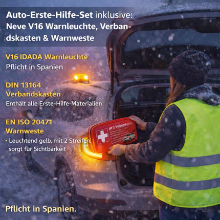 3 in 1 Set für Auto & Motorrad - Warnleuchte V16 - Notlicht IDIADA Zulassung Nr. PC21020060 – Detailansicht 3