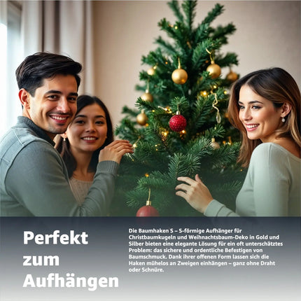 300x Haken Weihnachtsbaum Baumhaken Aufhänger Gold & Silber