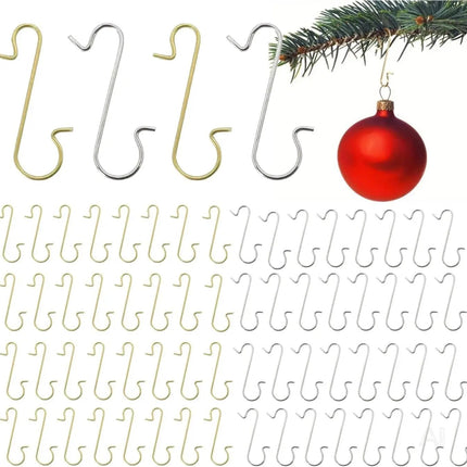 100x Haken Weihnachtsbaum Baumhaken Aufhänger Gold & Silber