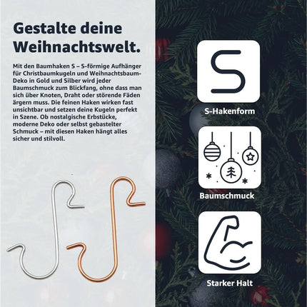 300x Haken Weihnachtsbaum Baumhaken Aufhänger Gold & Silber