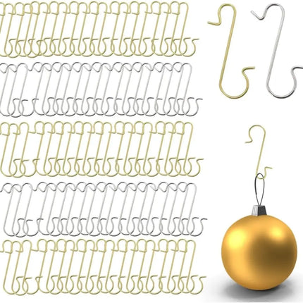 300x Weihnachtsbaum Haken: Baumhaken Kugelaufhänger in Gold und Silber - S-förmige Aufhänger für Christbaumkugeln & Weihnachtskugeln an Weihnachten