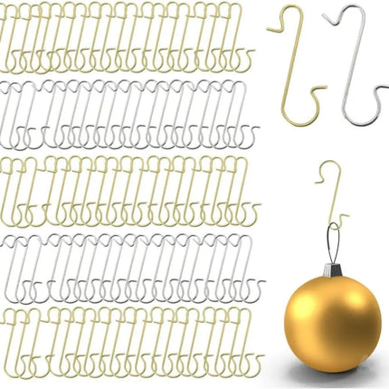 100x Weihnachtsbaum Haken: Baumhaken Kugelaufhänger in Gold und Silber