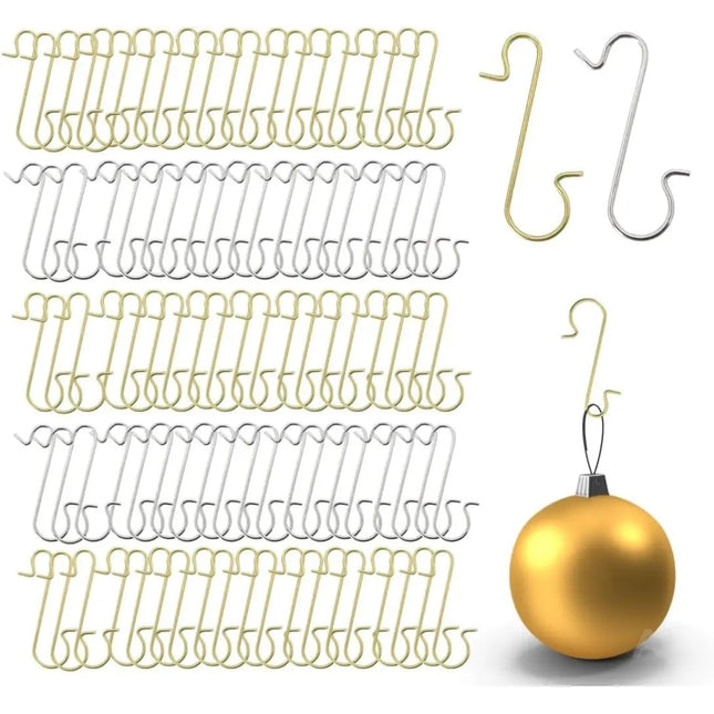 300x Weihnachtsbaum Haken: Baumhaken Kugelaufhänger in Gold und Silber - S-förmige Aufhänger für Christbaumkugeln & Weihnachtskugeln an Weihnachten