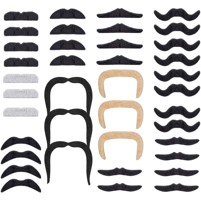 36x selbstklebend Bärte mit div. Schnurrbart Schnurbert Bart Fake Moustache Schnauzer