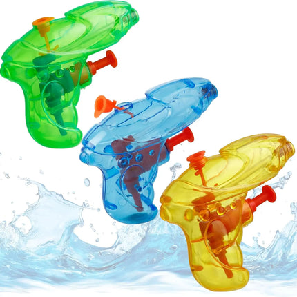 3X Mini Wasserpistolen für Kinder - Große Reichweite & Tank - Spritzpistolen in bunten Farben ca. 8 cm Wasserspritzpistole