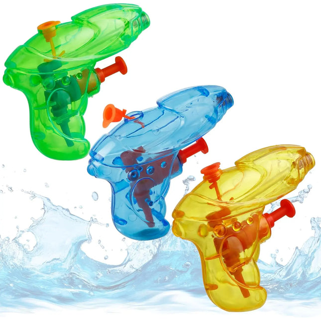 3X Mini Wasserpistolen für Kinder - Große Reichweite & Tank - Spritzpistolen in bunten Farben ca. 8 cm Wasserspritzpistole