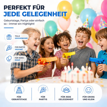 3X Wasserpistolen 12 cm bunt Set - Extra großer Reichweite - Spritzpistole klein mini - Wasserspritzpistole für Kinder